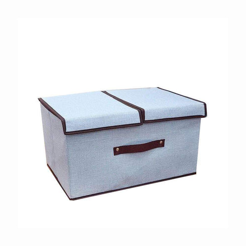 AussieSuperStore Homeware Supplies Foldable Fabric Collapsible Storage Organizer with Lids and Removable Dividers (Blue) Foldable Fabric Storage Organizer with Lids & Removable dividers blue CBNONWAVEBOXDBLU